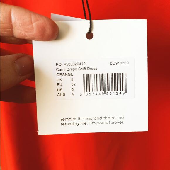 MISSGUIDED Cami Crepe Shift Dress in Orange Size 0 - Picture 9 of 9